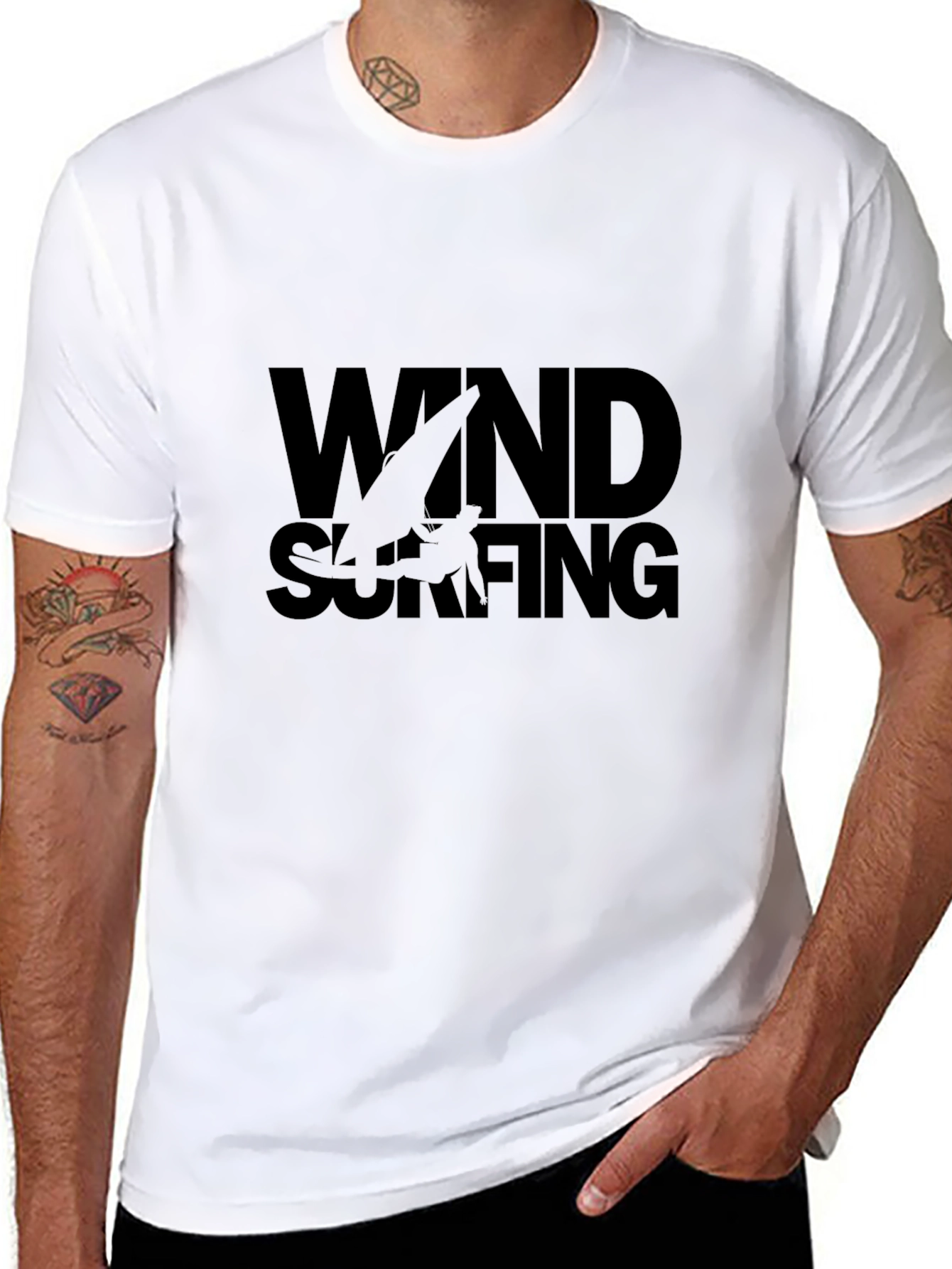 Windsurfing Graphic Tee - Stylish Black T-Shirt