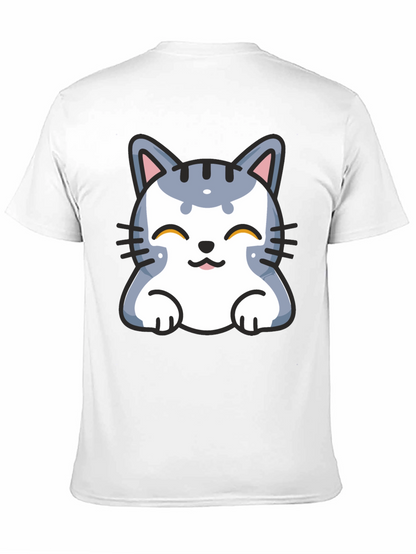 Cute Cartoon Cat T-Shirt - Black