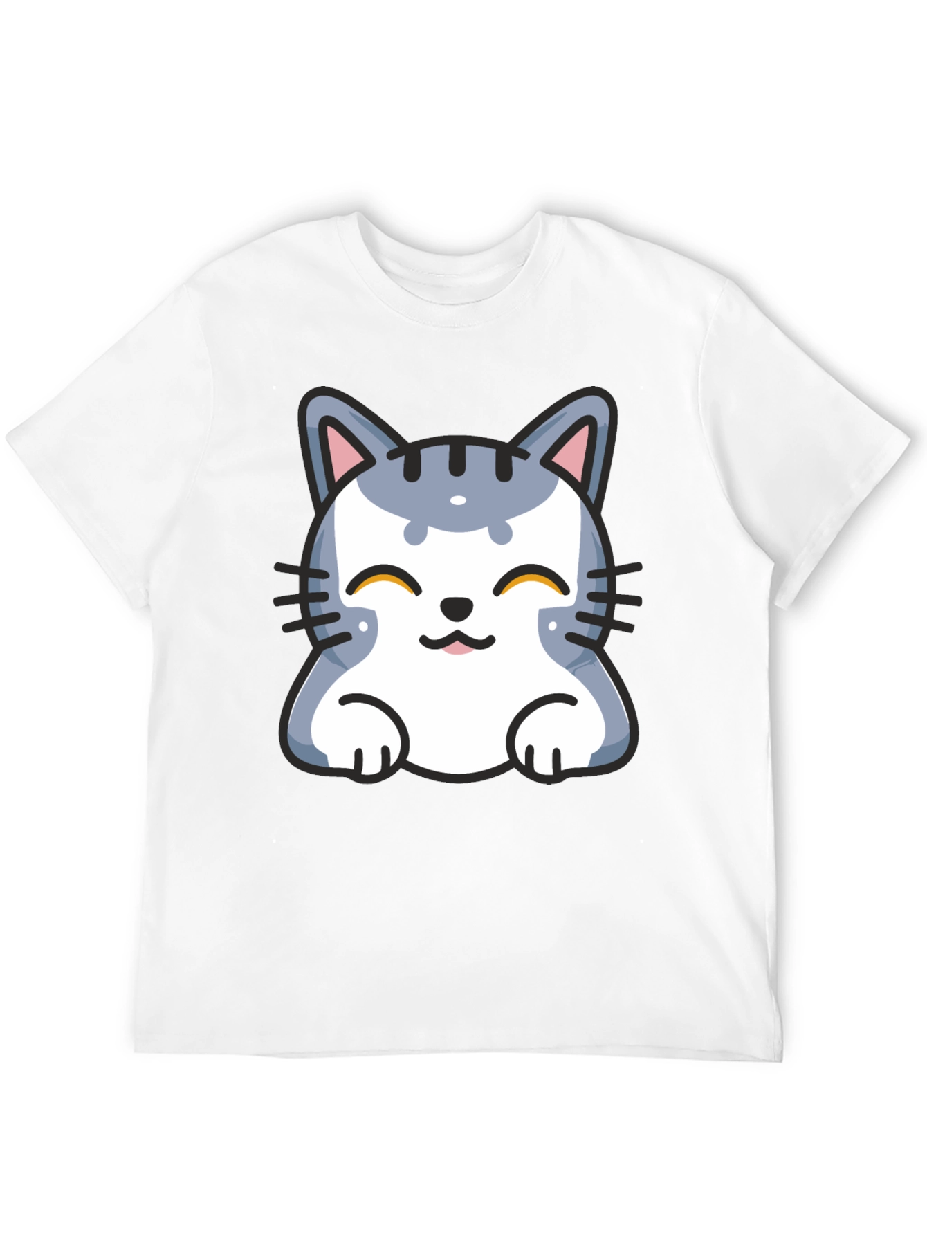 Cute Cartoon Cat T-Shirt - Black