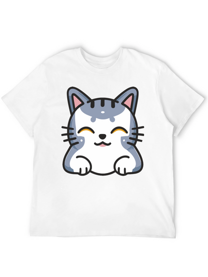 Cute Cartoon Cat T-Shirt - Black