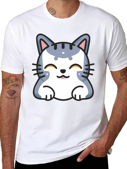 Cute Cartoon Cat T-Shirt - Black