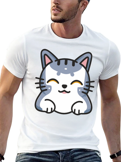 Cute Cartoon Cat T-Shirt - Black
