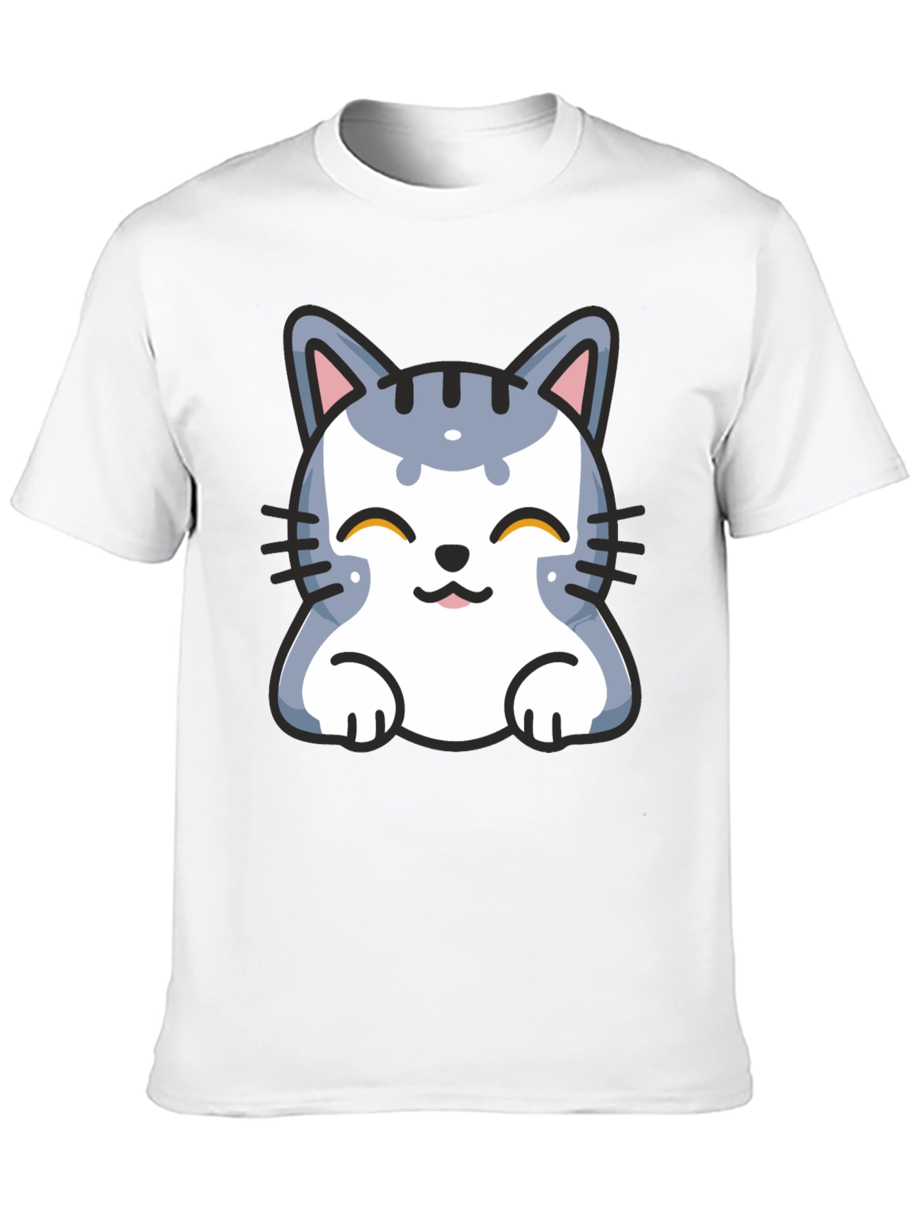 Cute Cartoon Cat T-Shirt - Black