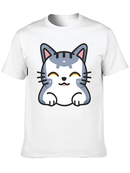 Cute Cartoon Cat T-Shirt - Black