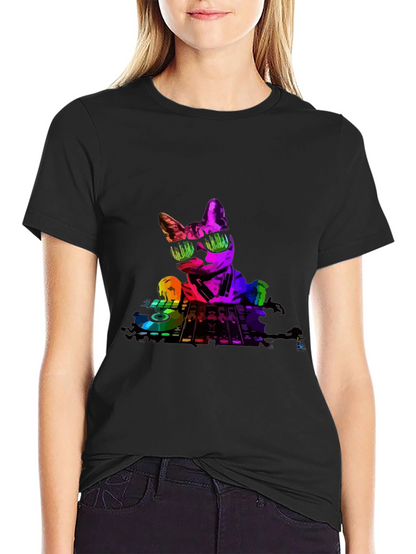 DJ Cat Graphic T-Shirt - Cool Music Lover Tee