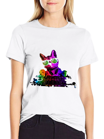 DJ Cat Graphic T-Shirt - Cool Music Lover Tee