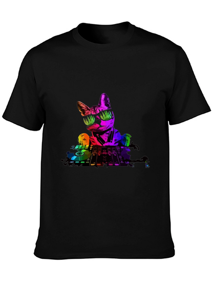 DJ Cat Graphic T-Shirt - Cool Music Lover Tee
