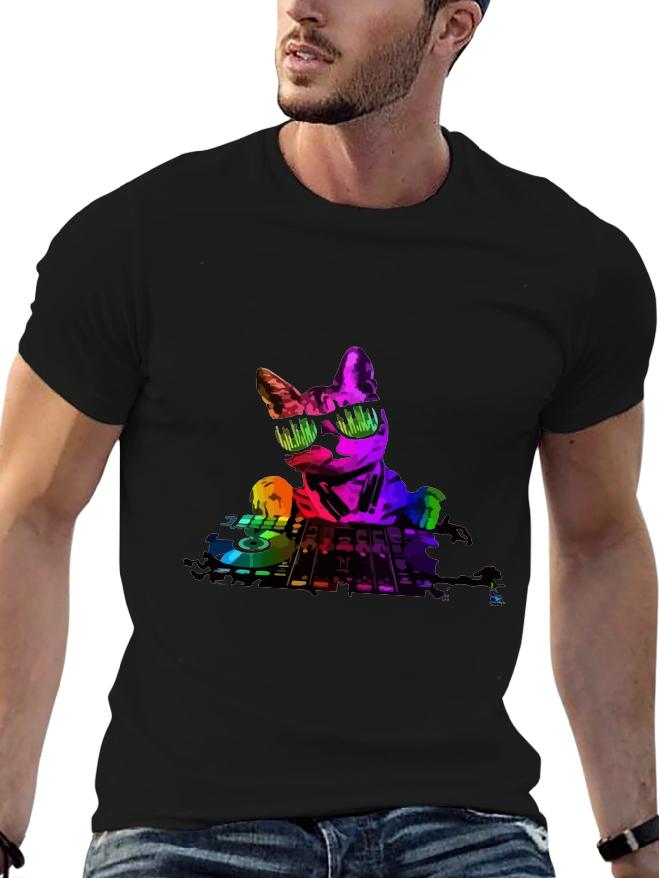 DJ Cat Graphic T-Shirt - Cool Music Lover Tee