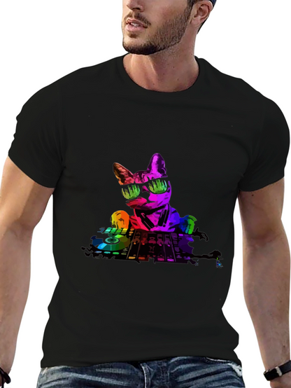 DJ Cat Graphic T-Shirt - Cool Music Lover Tee