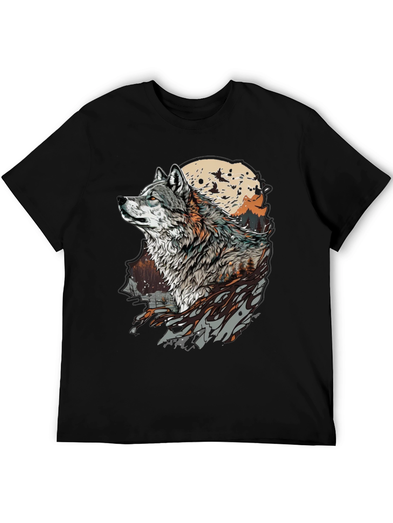 Wolf Moon Graphic Tee - Stylish Animal Print T-Shirt