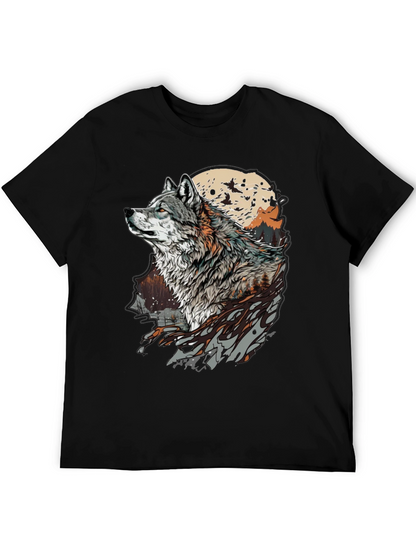Wolf Moon Graphic Tee - Stylish Animal Print T-Shirt