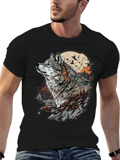Wolf Moon Graphic Tee - Stylish Animal Print T-Shirt