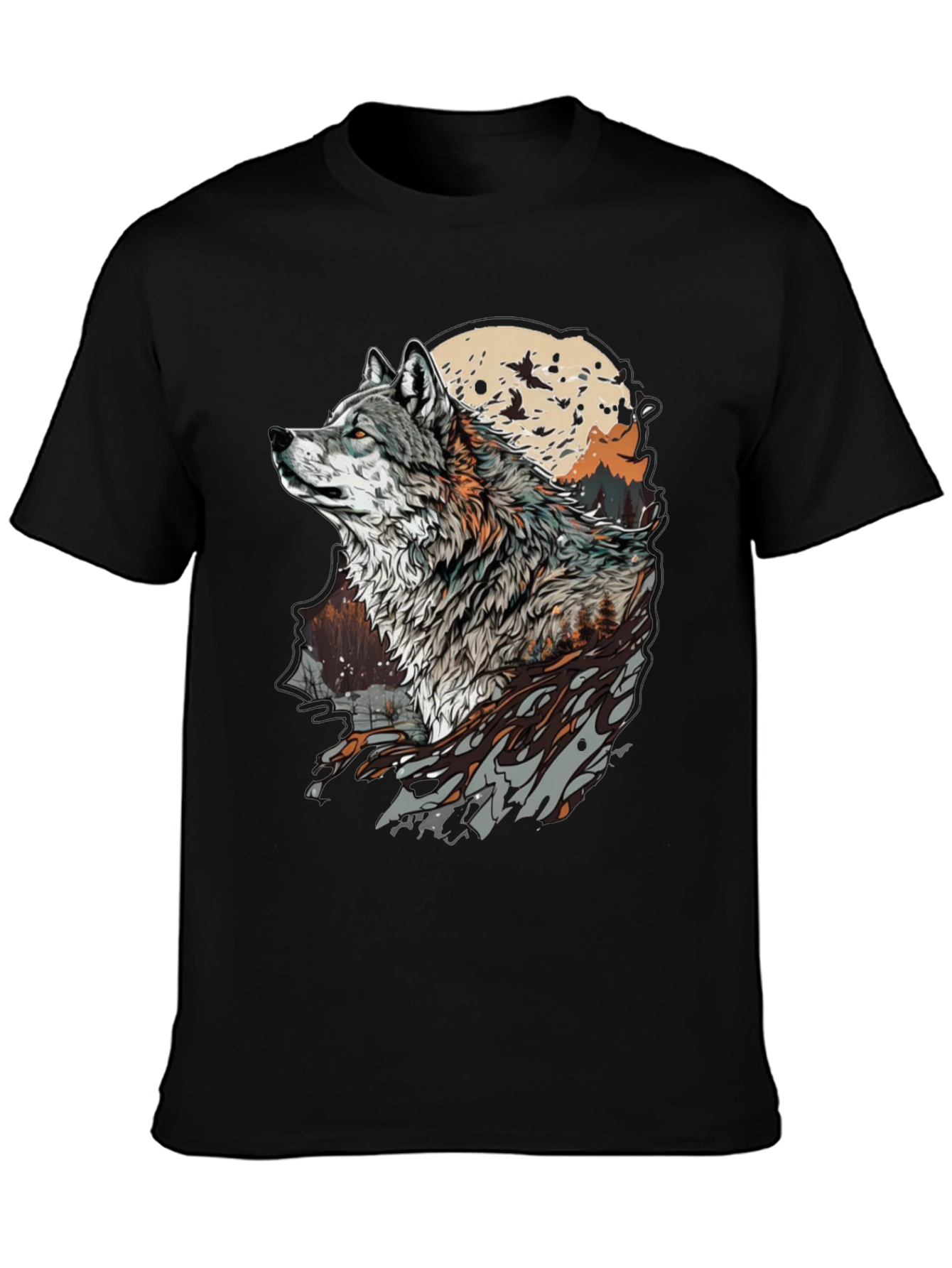 Wolf Moon Graphic Tee - Stylish Animal Print T-Shirt
