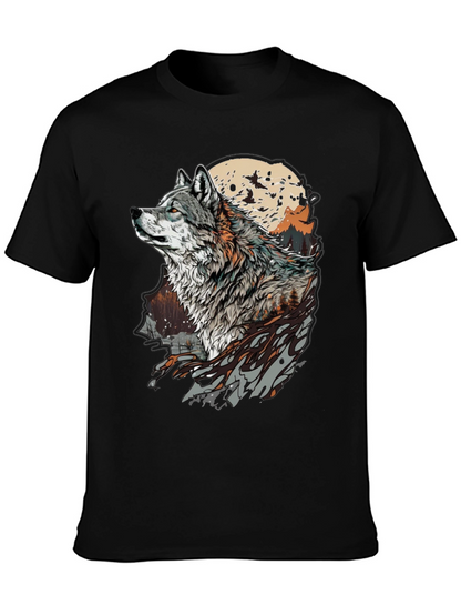 Wolf Moon Graphic Tee - Stylish Animal Print T-Shirt