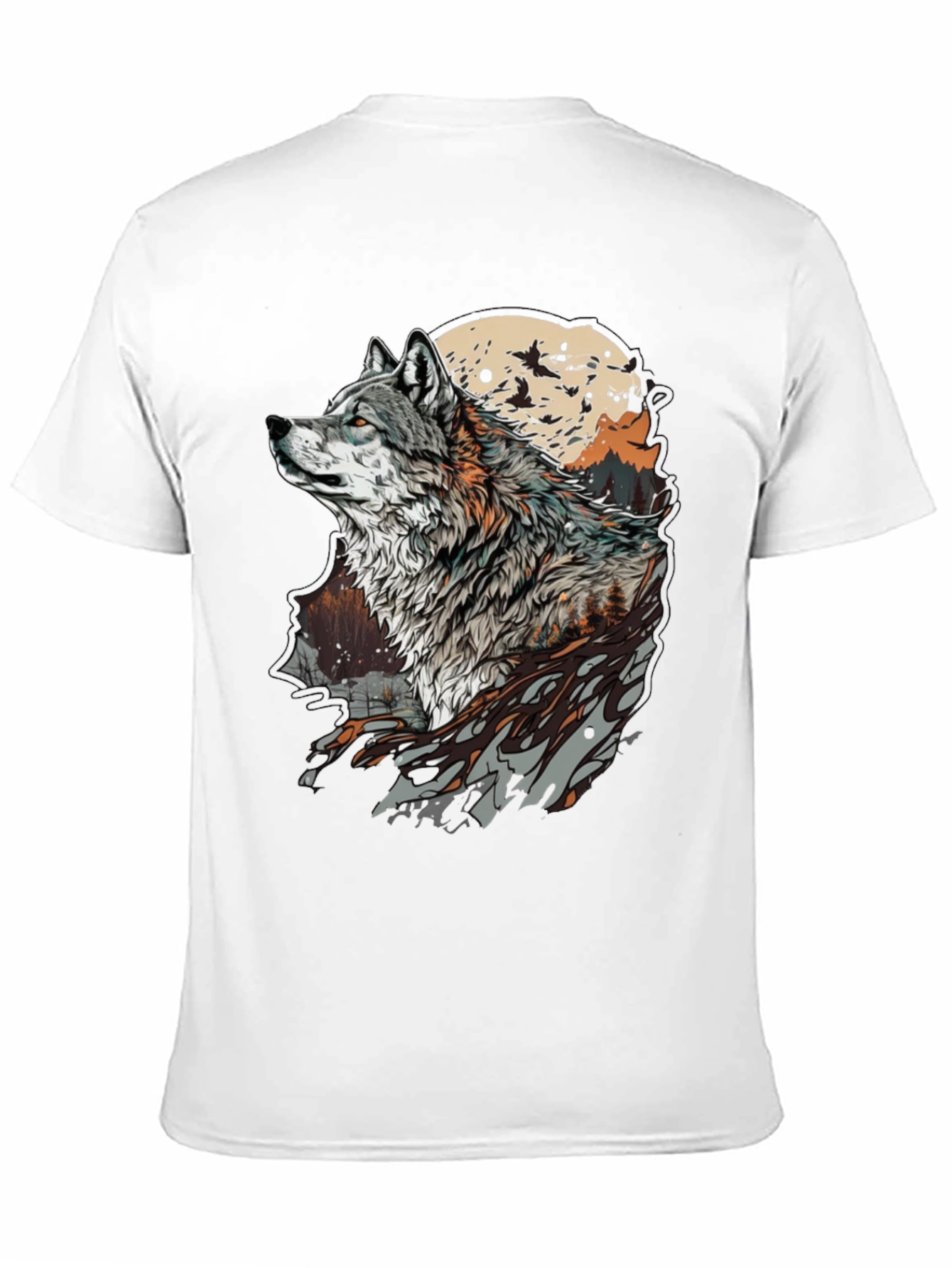 Wolf Moon Graphic Tee - Stylish Animal Print T-Shirt
