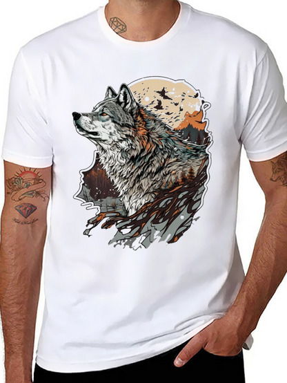 Wolf Moon Graphic Tee - Stylish Animal Print T-Shirt