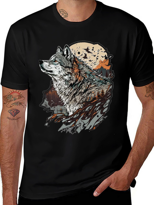 Wolf Moon Graphic Tee - Stylish Animal Print T-Shirt