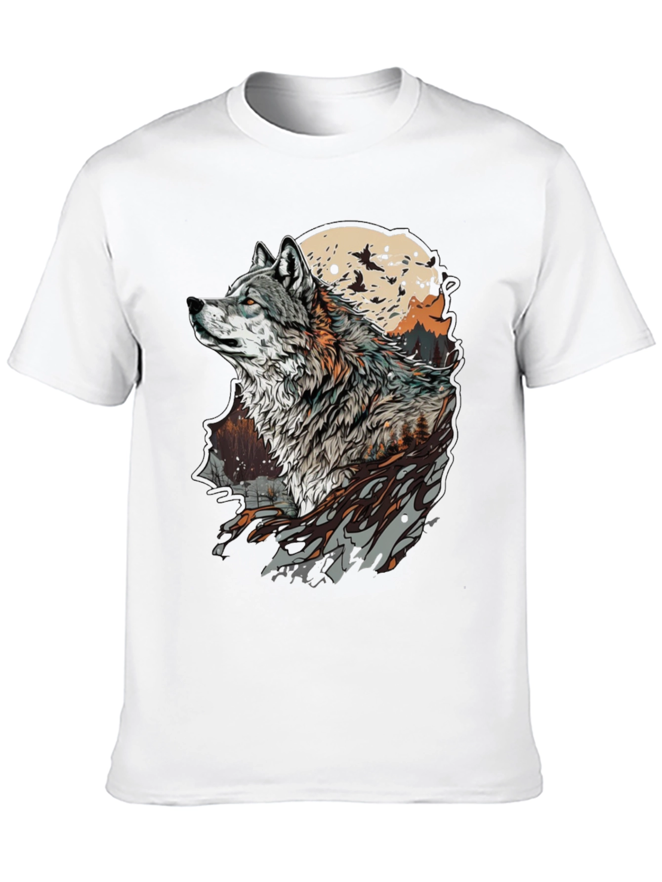 Wolf Moon Graphic Tee - Stylish Animal Print T-Shirt