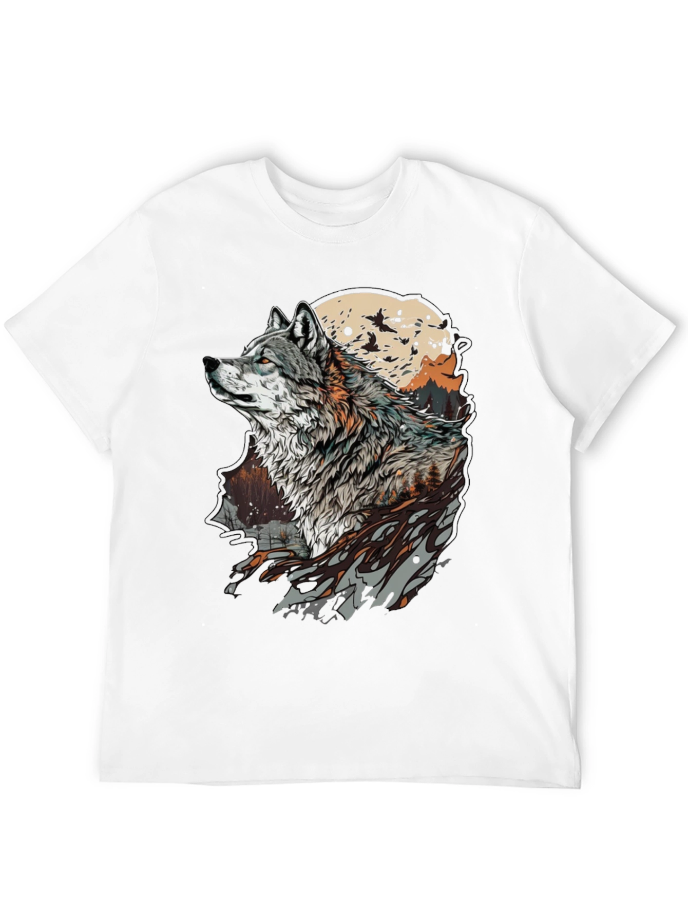 Wolf Moon Graphic Tee - Stylish Animal Print T-Shirt