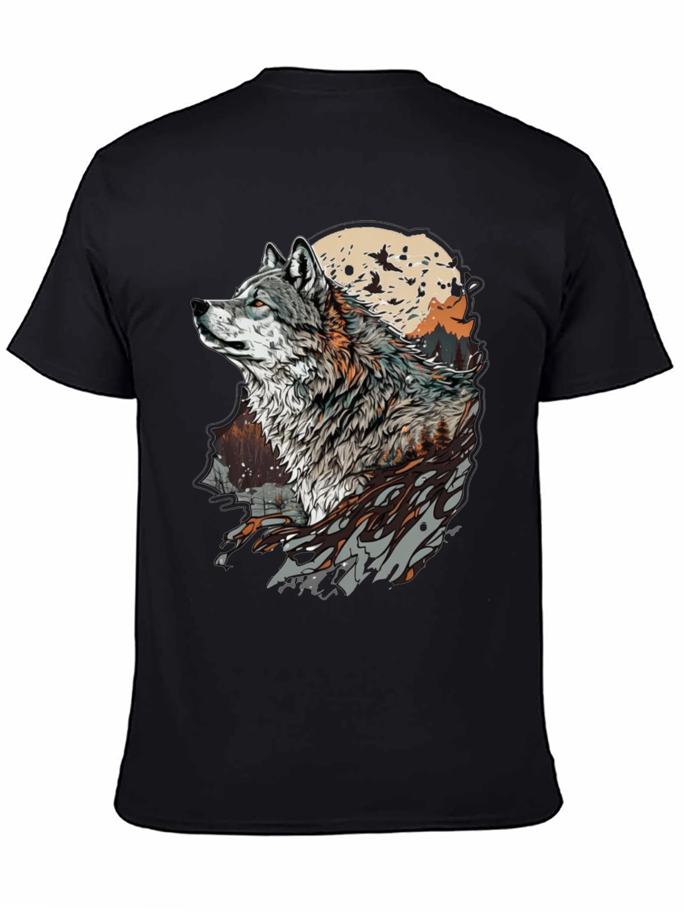 Wolf Moon Graphic Tee - Stylish Animal Print T-Shirt