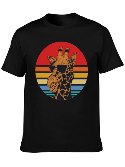 Cool Giraffe Retro Sunset Graphic T-Shirt