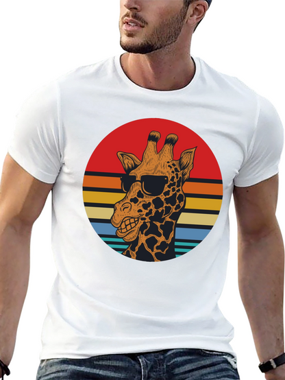 Cool Giraffe Retro Sunset Graphic T-Shirt