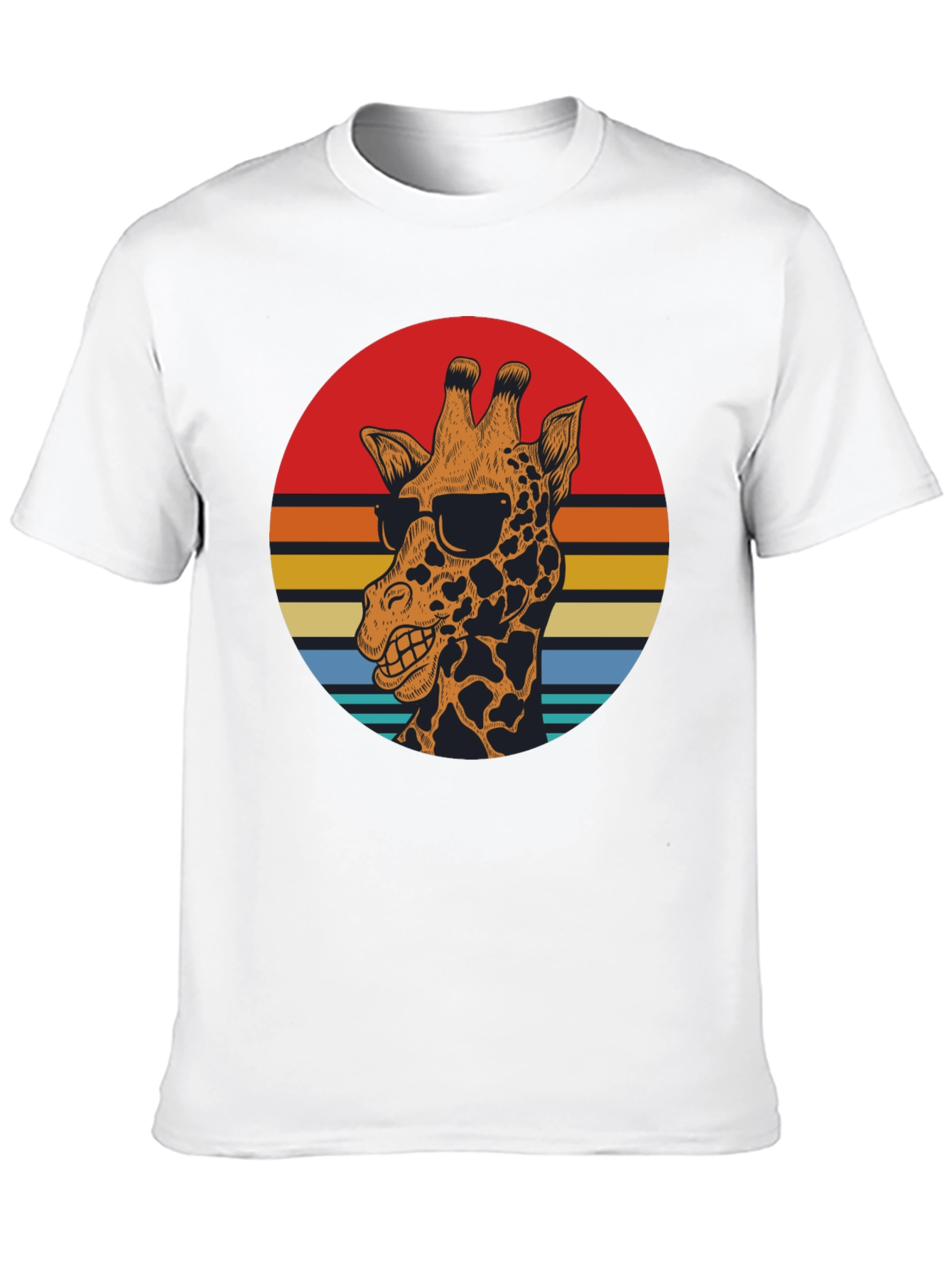 Cool Giraffe Retro Sunset Graphic T-Shirt