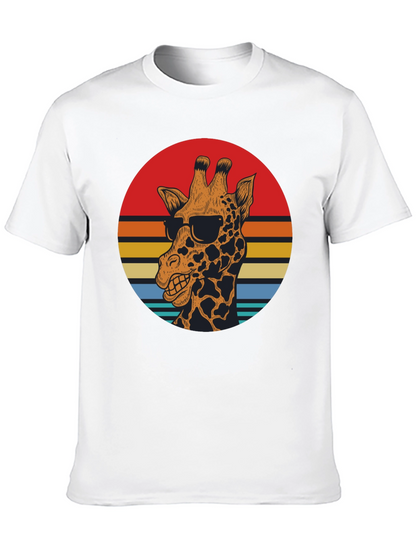 Cool Giraffe Retro Sunset Graphic T-Shirt
