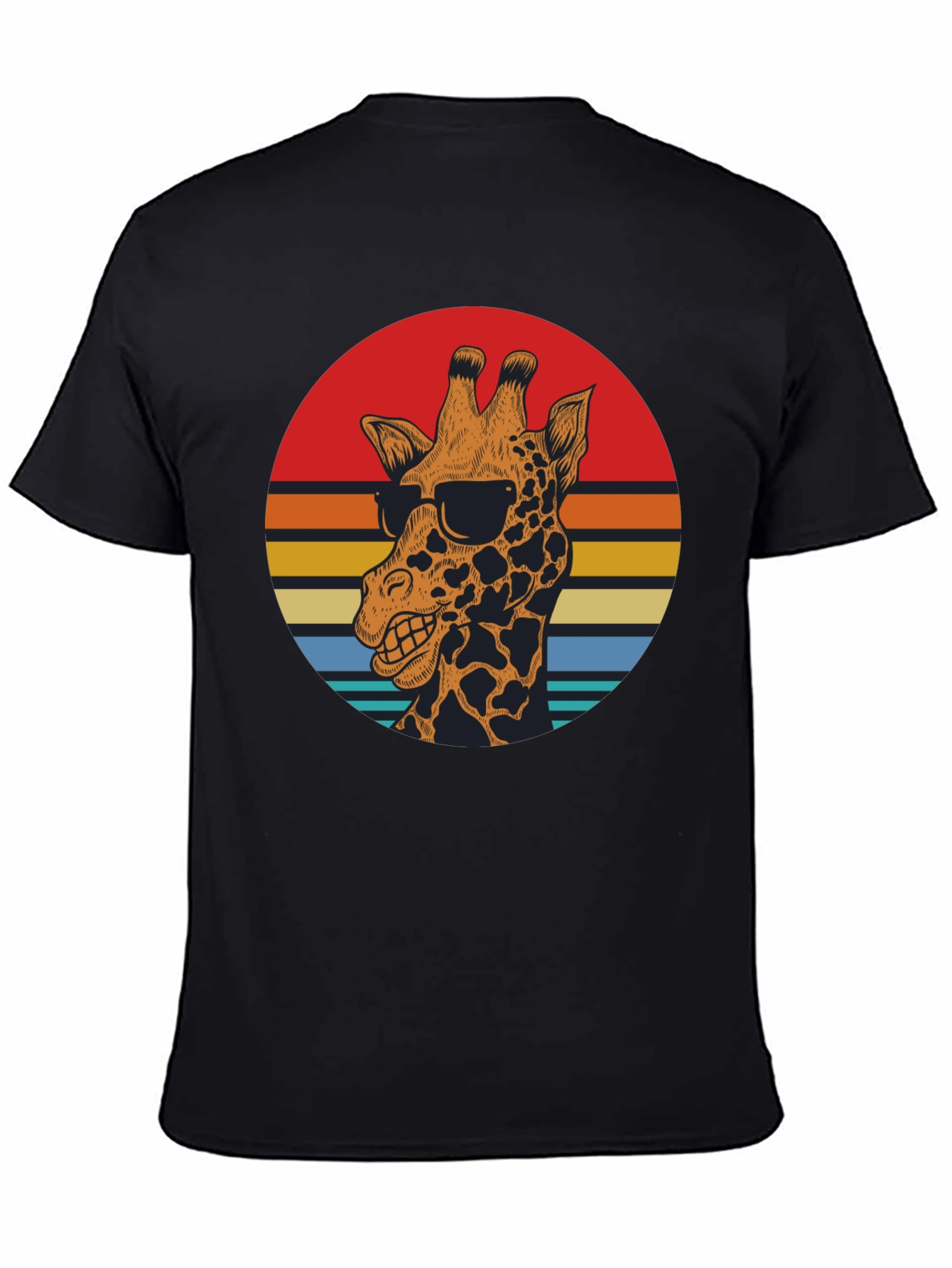 Cool Giraffe Retro Sunset Graphic T-Shirt
