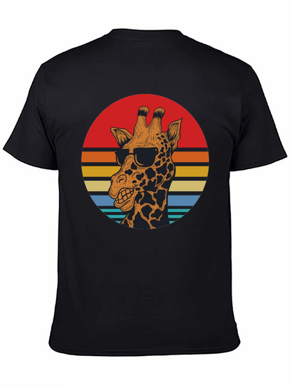 Cool Giraffe Retro Sunset Graphic T-Shirt