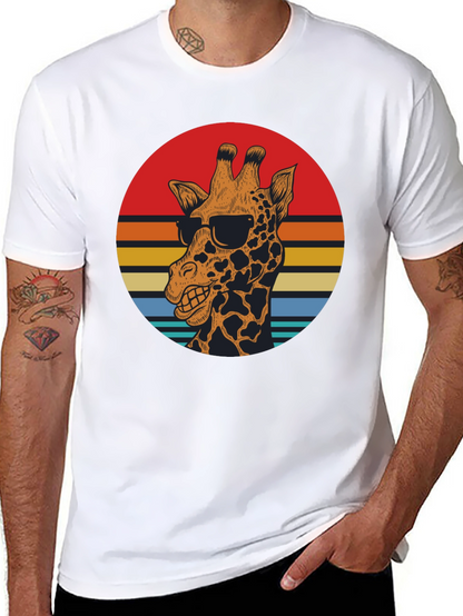 Cool Giraffe Retro Sunset Graphic T-Shirt