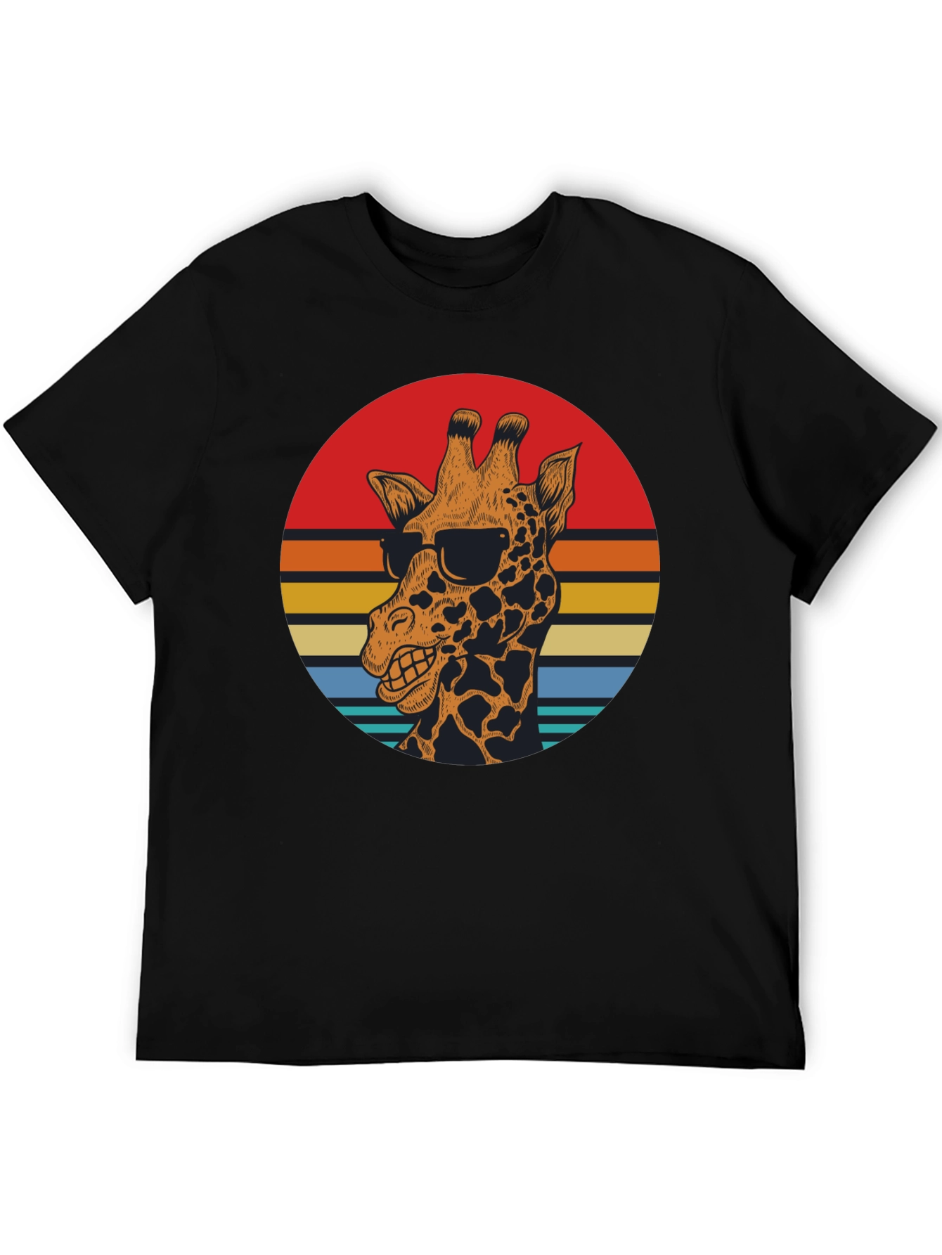 Cool Giraffe Retro Sunset Graphic T-Shirt