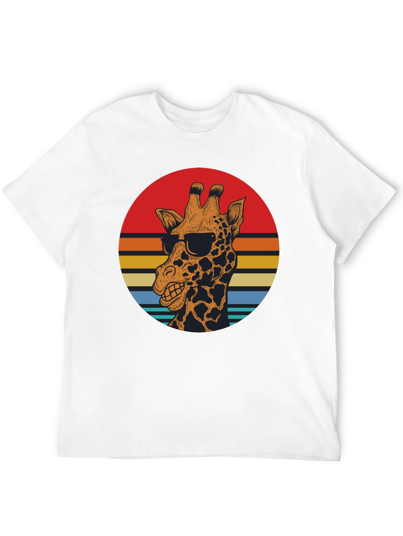 Cool Giraffe Retro Sunset Graphic T-Shirt