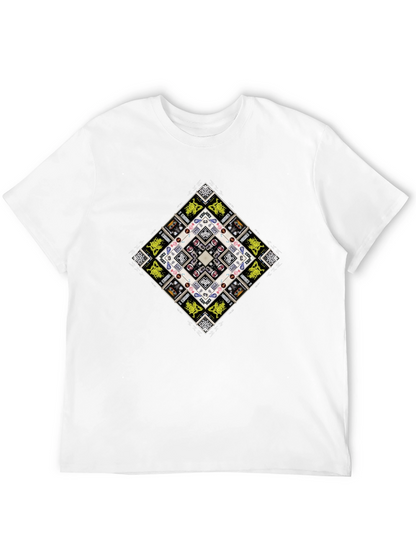Geometric Graphic Print Mens Black T-Shirt
