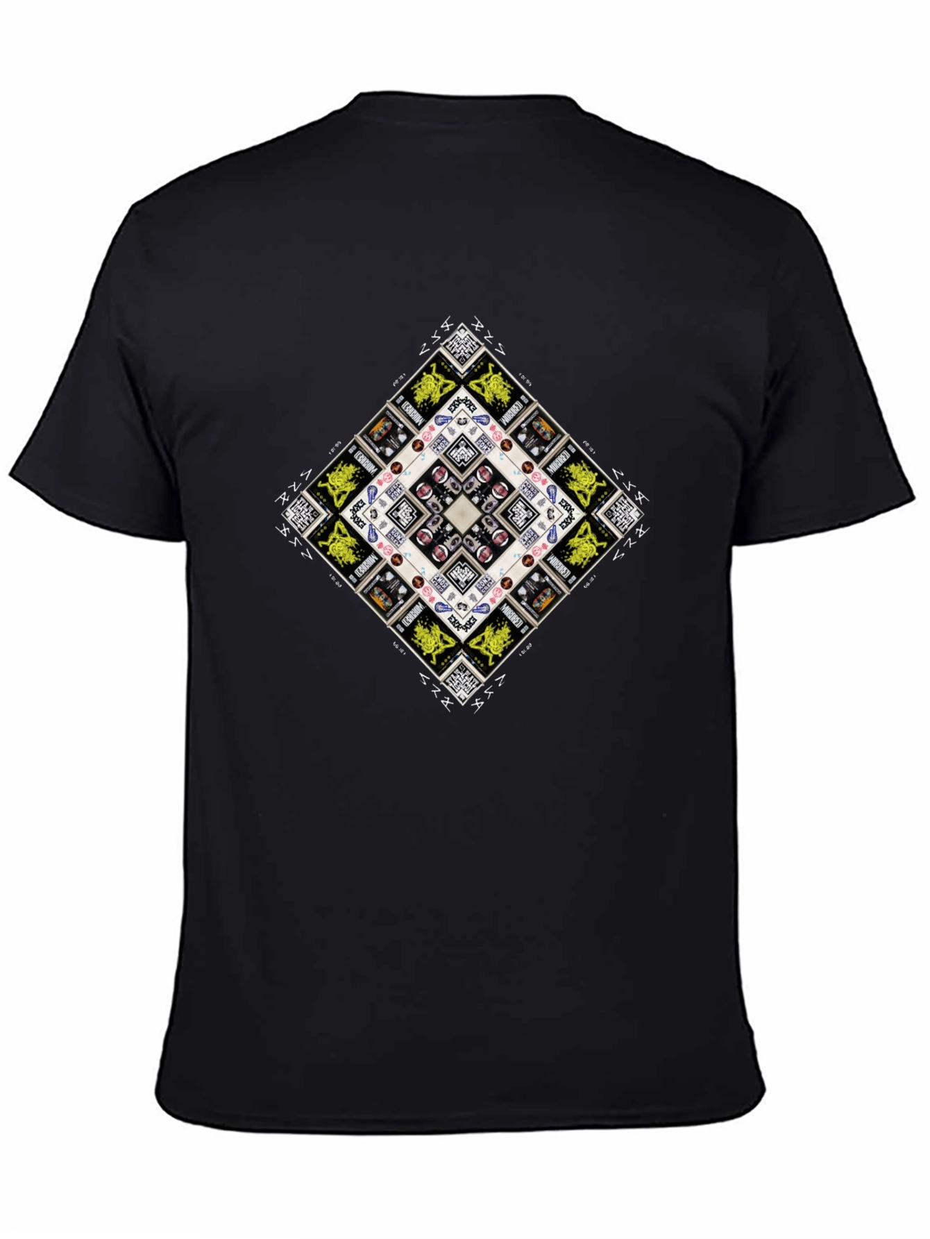 Geometric Graphic Print Mens Black T-Shirt