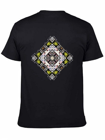 Geometric Graphic Print Mens Black T-Shirt
