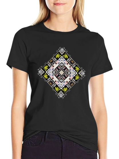 Geometric Graphic Print Mens Black T-Shirt