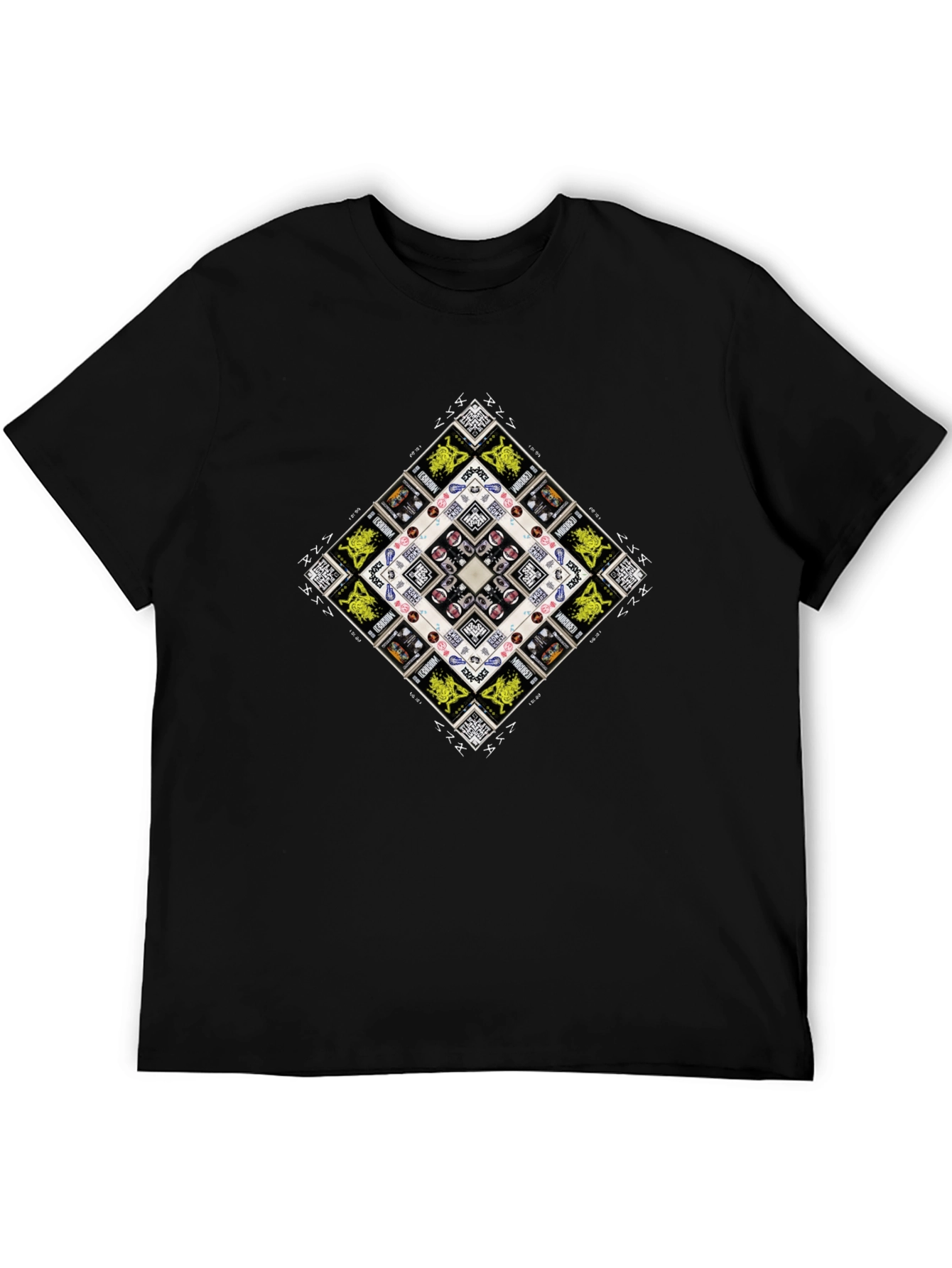 Geometric Graphic Print Mens Black T-Shirt