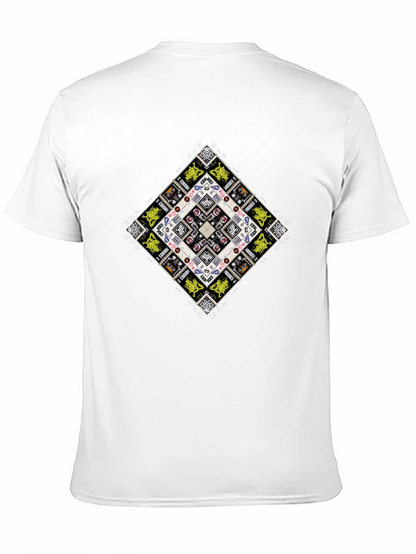 Geometric Graphic Print Mens Black T-Shirt