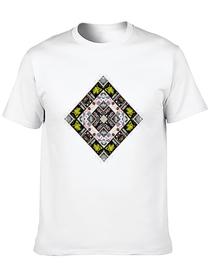 Geometric Graphic Print Mens Black T-Shirt