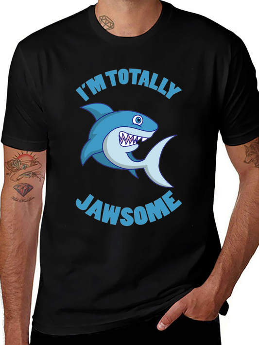Im Totally Jawsome Shark Graphic Tee - Black Cotton Blend