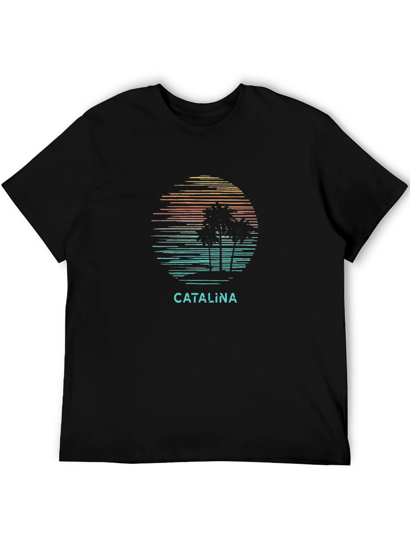 Catalina Palm Tree Sunset Graphic Tee - Black