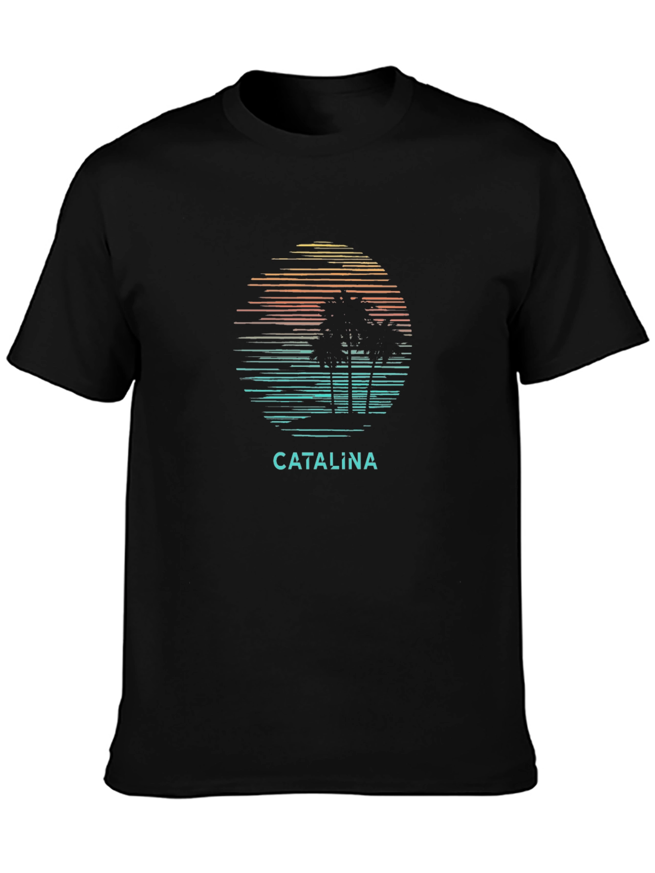 Catalina Palm Tree Sunset Graphic Tee - Black