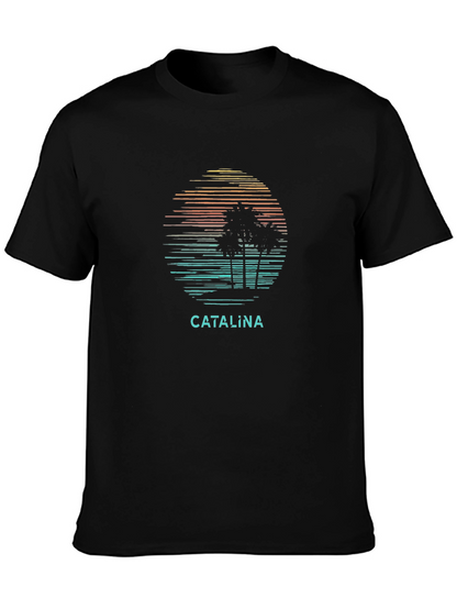 Catalina Palm Tree Sunset Graphic Tee - Black