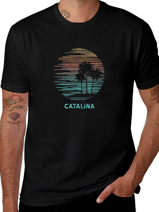 Catalina Palm Tree Sunset Graphic Tee - Black