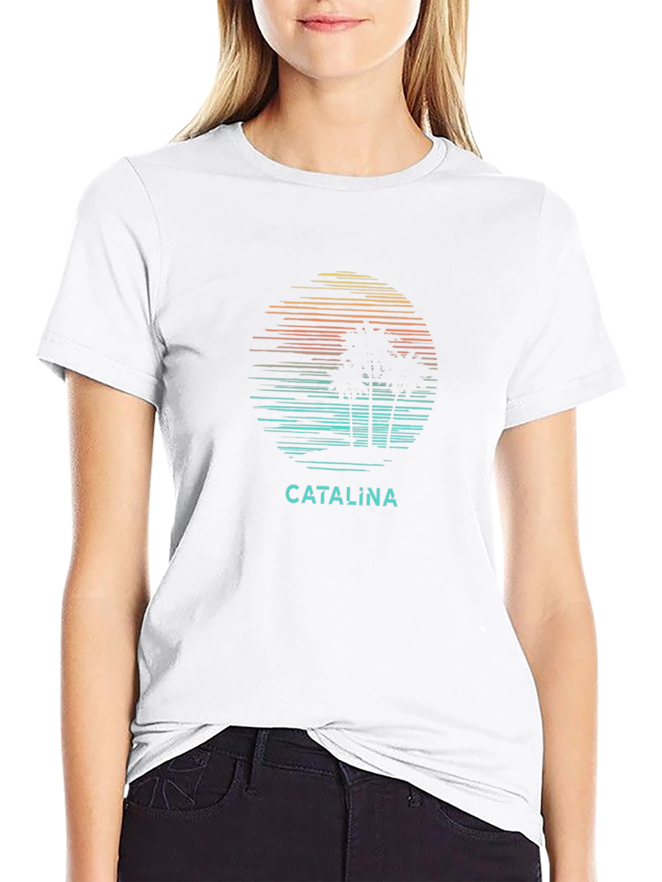 Catalina Palm Tree Sunset Graphic Tee - Black