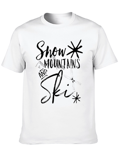 Snow Mountains and Ski Black Graphic Tee