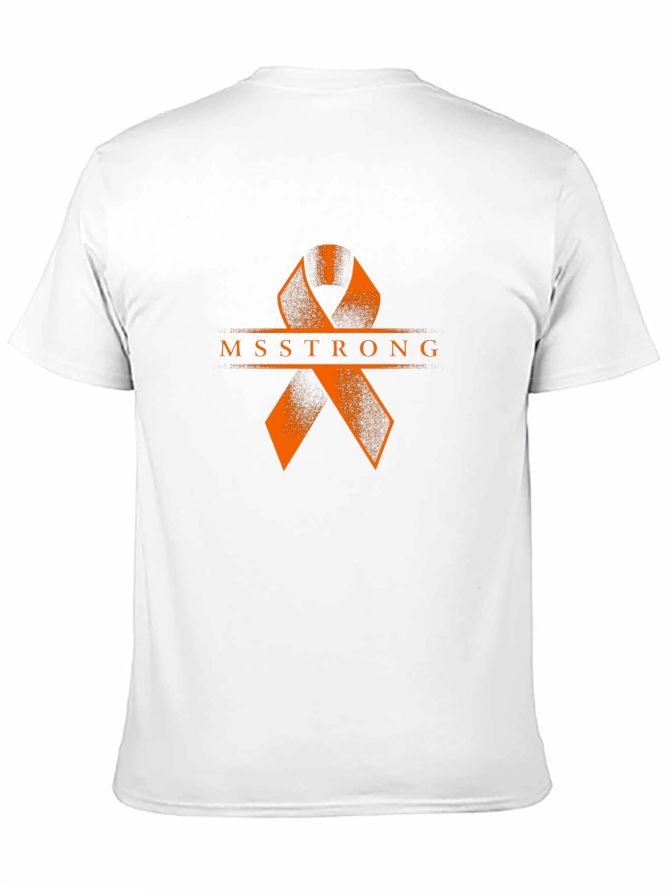 MS Strong Black Tee: Orange Ribbon Design
