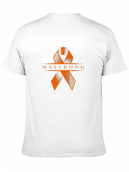 MS Strong Black Tee: Orange Ribbon Design