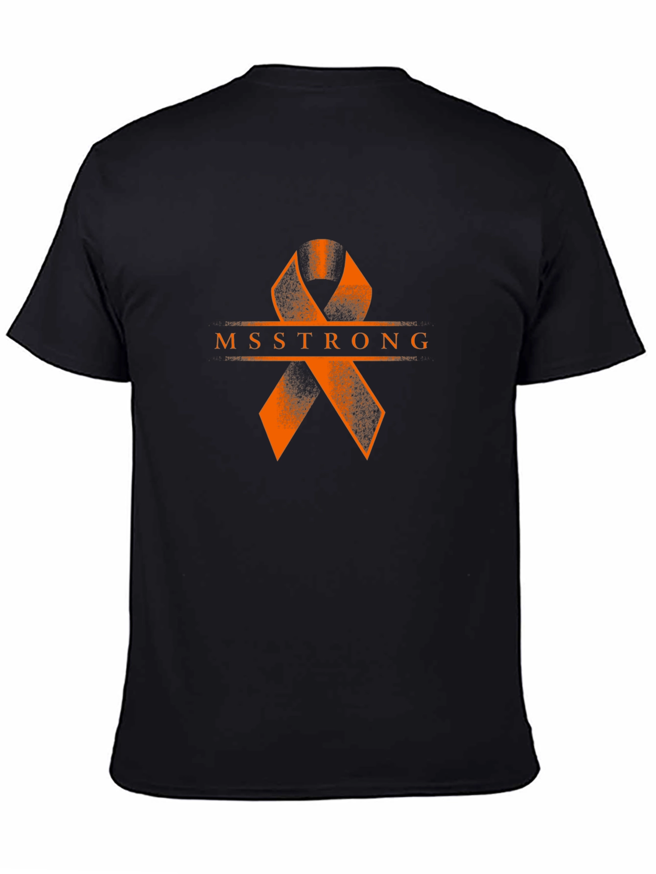 MS Strong Black Tee: Orange Ribbon Design